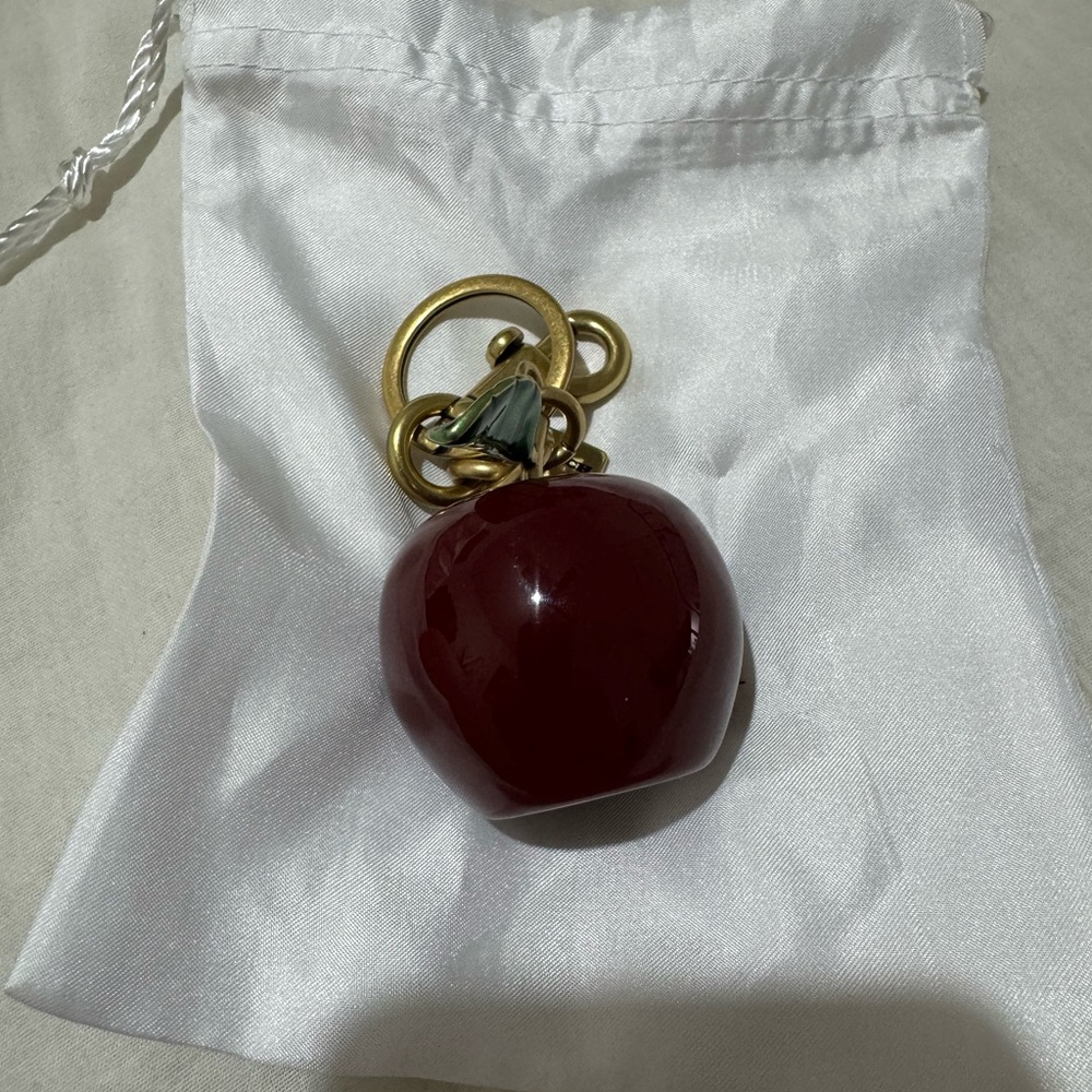 Red Apple Keychain with Gold